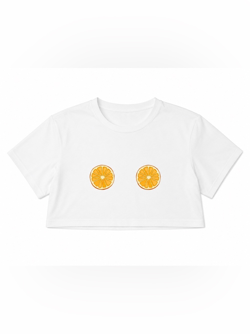 White Cropped Tee with Orange Slice Graphic 0XL